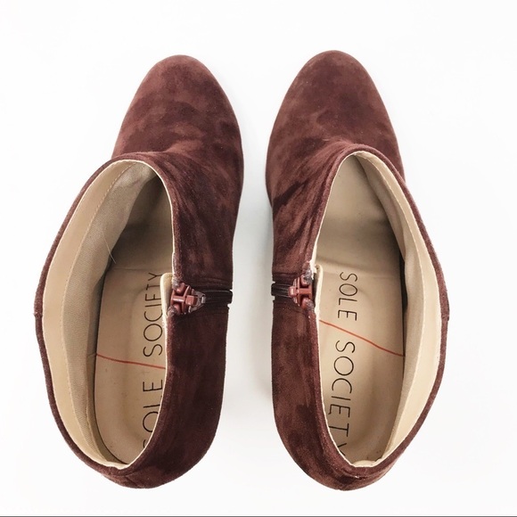 Sole Society Red Wine Suede Daphne Ankle Booties 9 - Picture 9 of 11
